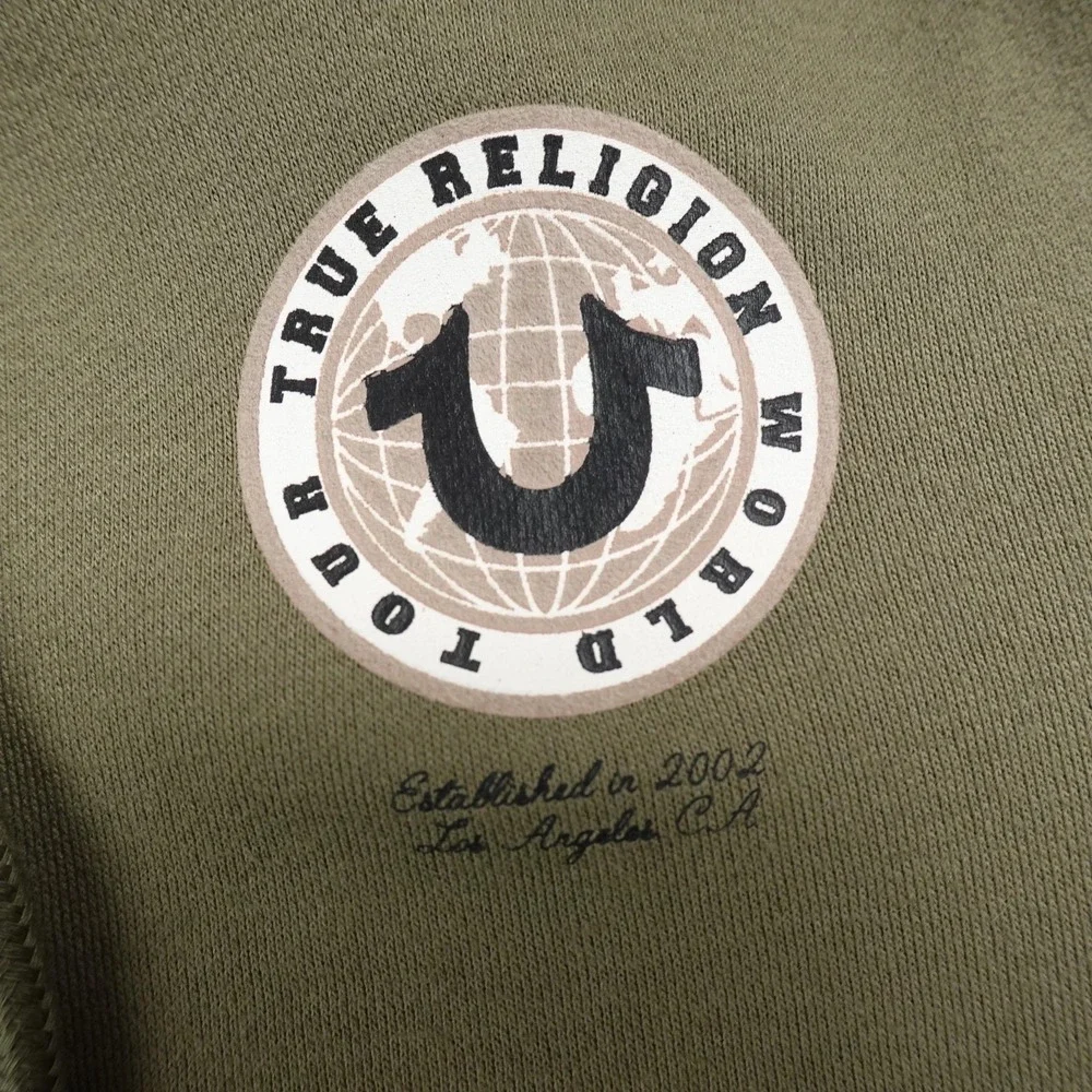 NEW True Religion Hoodie Mens‎ M Green Buddha Full Zip Sweatshirt Jacket Sweater
